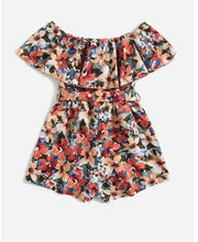 Girls off the shoulder flower romper