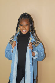 Girls Cheetah Print Denim Jacket