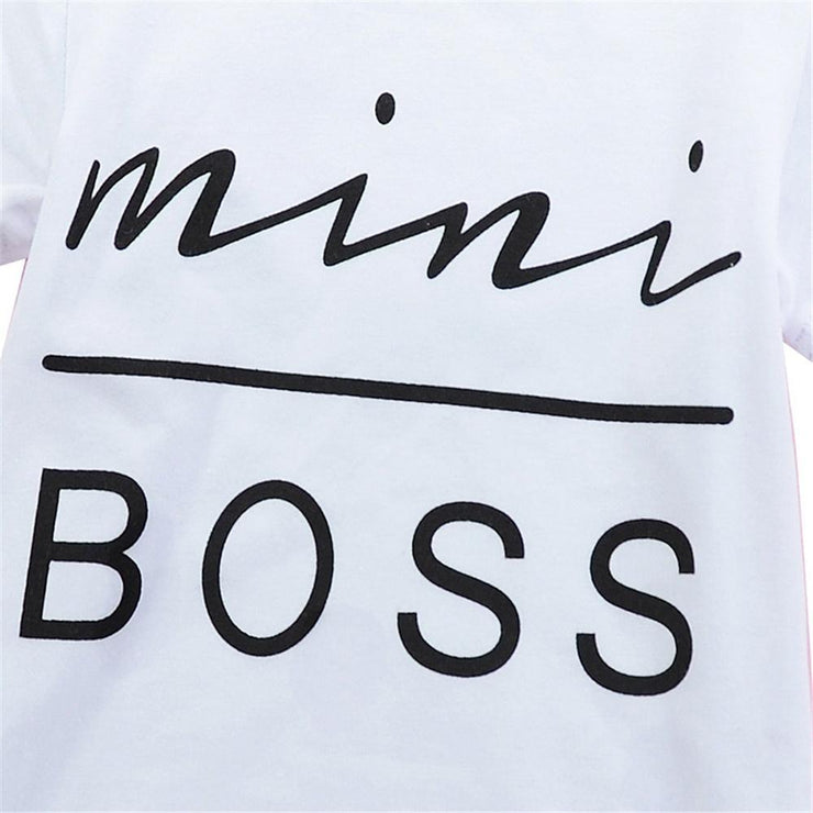 Girls Mini Boss Short Sleeve Top & PU Skirt Kids Clothing