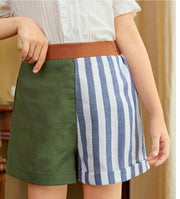 Girls Striped Colorblock Shorts