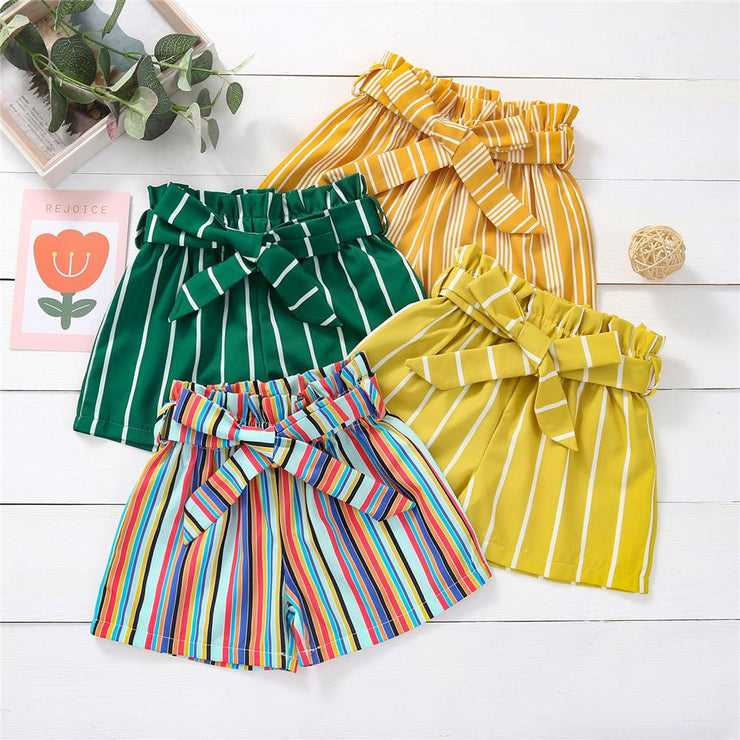 Girls Striped Bow Shorts quality children's clothing