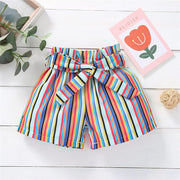 Girls Striped Bow Shorts quality children's clothing