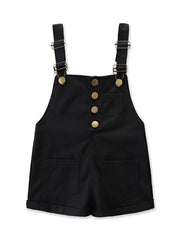 Girls Solid Color Pocket suspender Jumpsuit