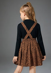 Girls Leopard Print Suspender Skirt