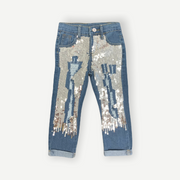 Distressed sequin Jeans