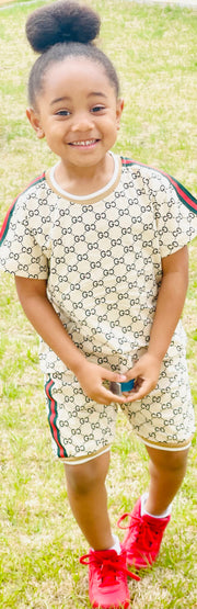 Boys Summer Set Printed Round Collar Top + Shorts