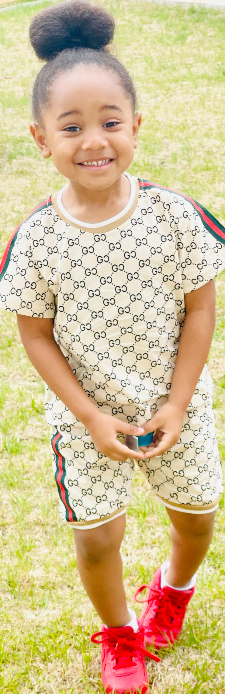 Boys Summer Set Printed Round Collar Top + Shorts