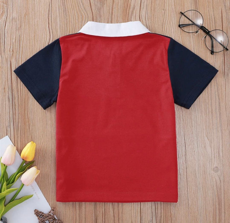 Boys Color Contrast Printed T-Shirt