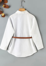 Girl Striped Color Block Belted Blouse