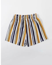 Girls Waist Belted Strip Shorts