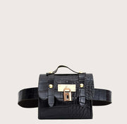 Girls Croc Embossed  Belt Bag-Black