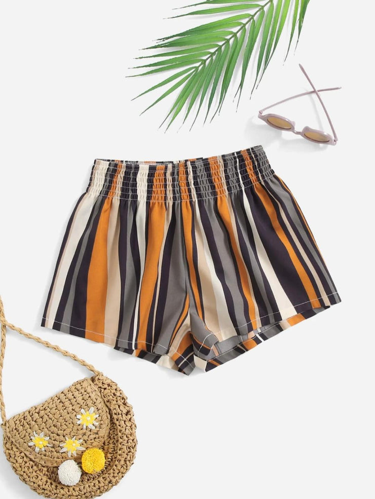 Girls Striped Waist Shorts